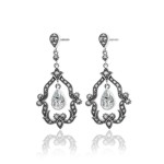 Vintage Marcasite and Clear Cubic Zirconia Dangles - 01E543CLTF